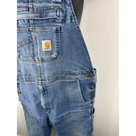 Carhartt Double Knee Denim Overalls Carpenter Workwear Utility Size 42x30 - Picture 12 of 16